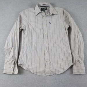 Abercrombie & Fitch Shirt Mens Small Muscle Button Up Gray Striped Long Sleeve